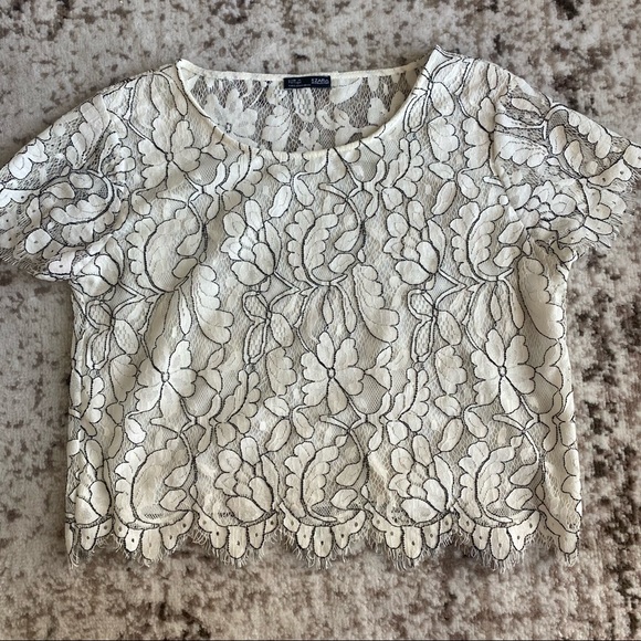 Zara white lace top. Size S. - Picture 1 of 6